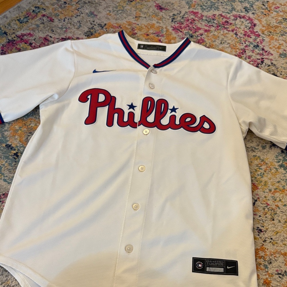 Nike Phillies White and Red Jersey